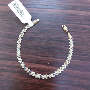 PULSERA TEJIDO XOXO COMBINADO 14K 18 CM 8.6 GR BS 21 (NUEVO)