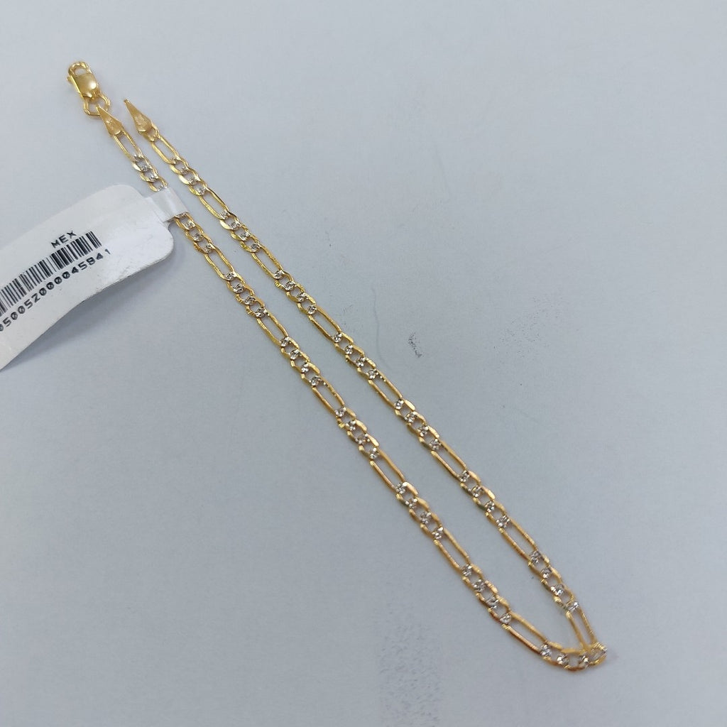PULSERA TEJIDO 3X1 DIAMANTADA 14K 21CM 2GR FPR060 (NUEVO)