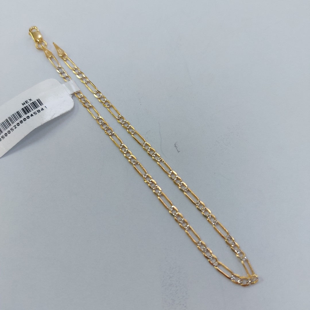 PULSERA TEJIDO 3X1 DIAMANTADA 14K 21CM 2GR FPR060 (NUEVO)