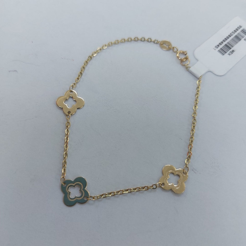 PULSERA TEJIDO ESPECIAL CON FLORES 14K 18 CM 1.6 GR PLL 32 (NUEVO)
