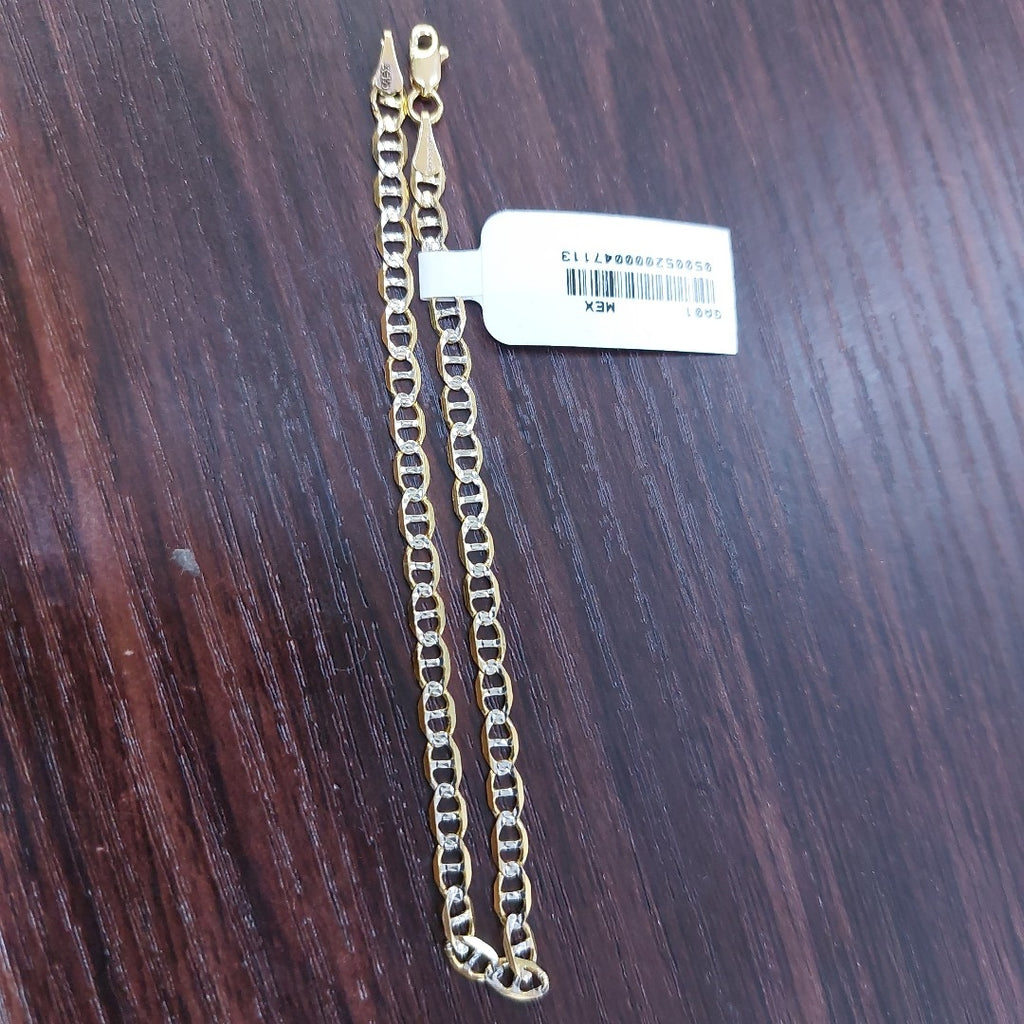 PULSERA TEJIDO GUCHI DIAMANTADA 14K 21CM 3.4GR MBR08021 (NUEVO)