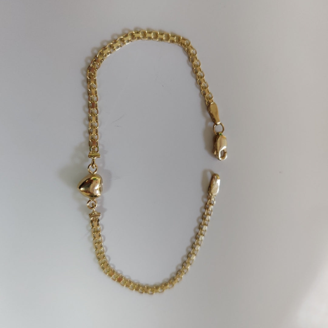 PULSERA ESPECIAL C CORAZON 14K 18 CM 2.6 GR (NUEVO)