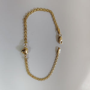 PULSERA ESPECIAL C CORAZON 14K 18 CM 2.6 GR (NUEVO)