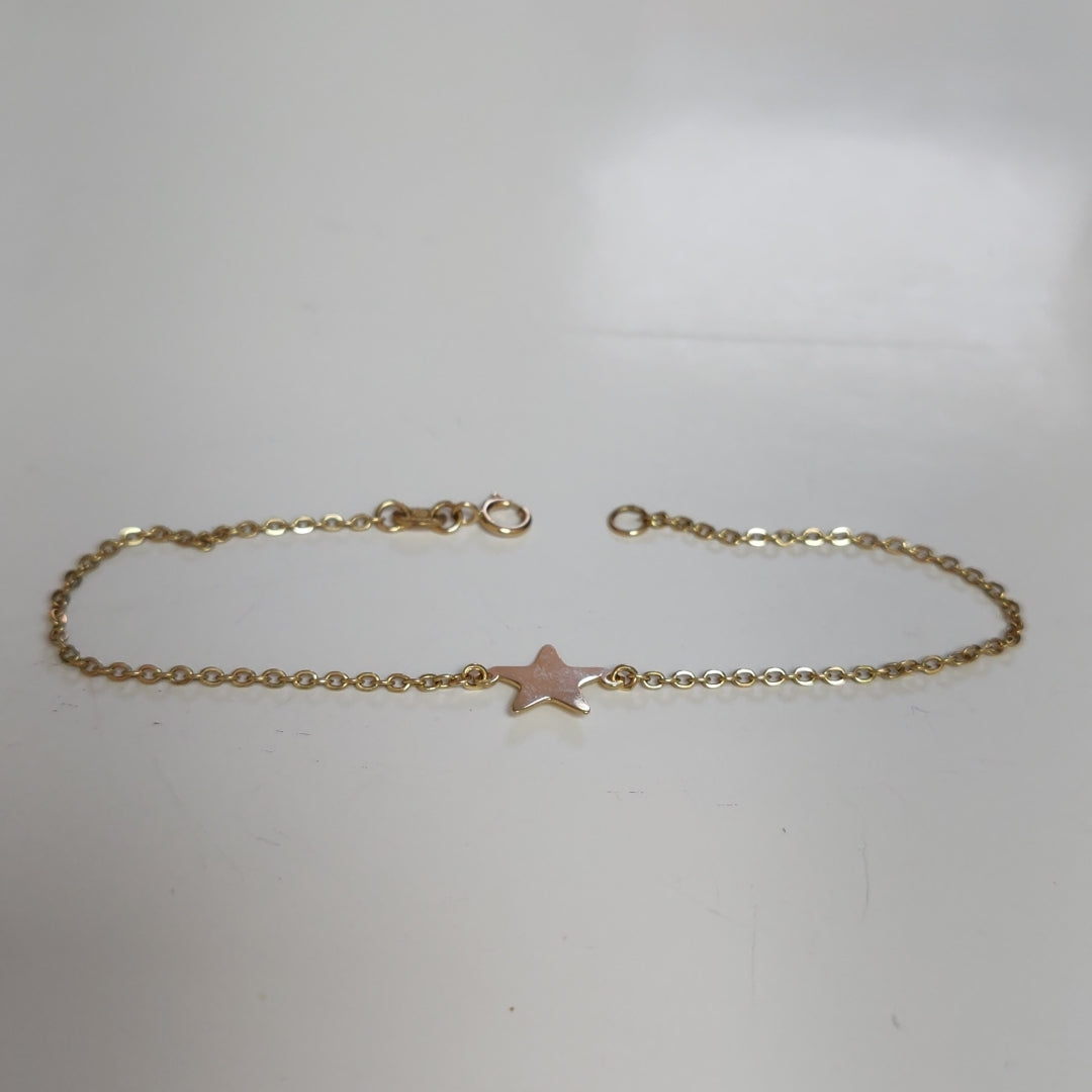 PULSERA TEJIDO ESPECIAL CON ESTRELLA 14K 18 CM 1.4 GR PLL 21 (NUEVO)