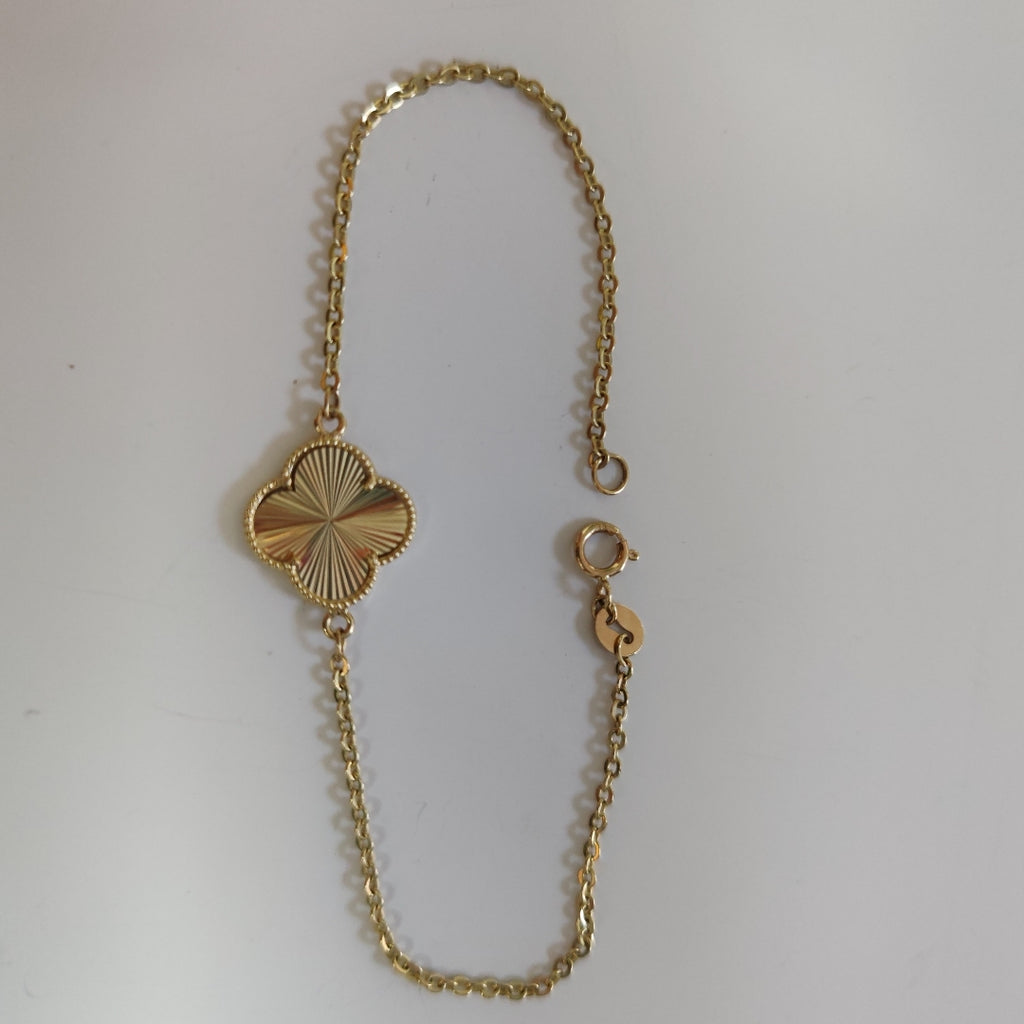PULSERA TEJIDO ESPECIAL C FLOR 14K 18 CM 1.7 GR PLV13 (NUEVO)