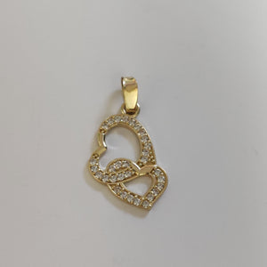 DIJE CORAZONES CON CIRCONIAS 14K 1.1 GR DDR 13 (NUEVO)