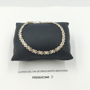 PULSERA TEJIDO XOXO COMBINADO 14K 18 CM 8.4 GR BS 21 (NUEVO)