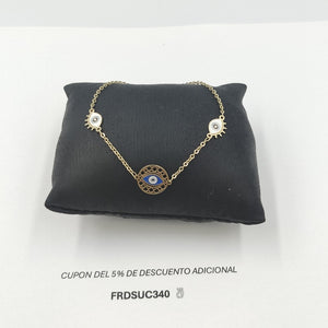 PULSERA TEJIDO ESPECIAL FIG OJO TURCO 14K 18 CM 2.1 GR PLL 45 (NUEVO)