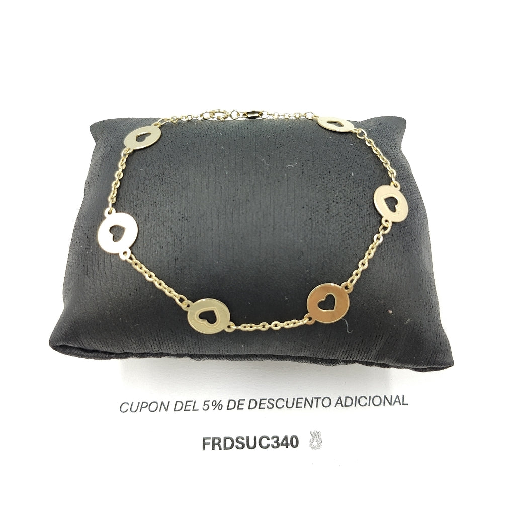 PULSERA TEJIDO CORAZON 14K 18 CM 2.4 GR PLL 24 (NUEVO)