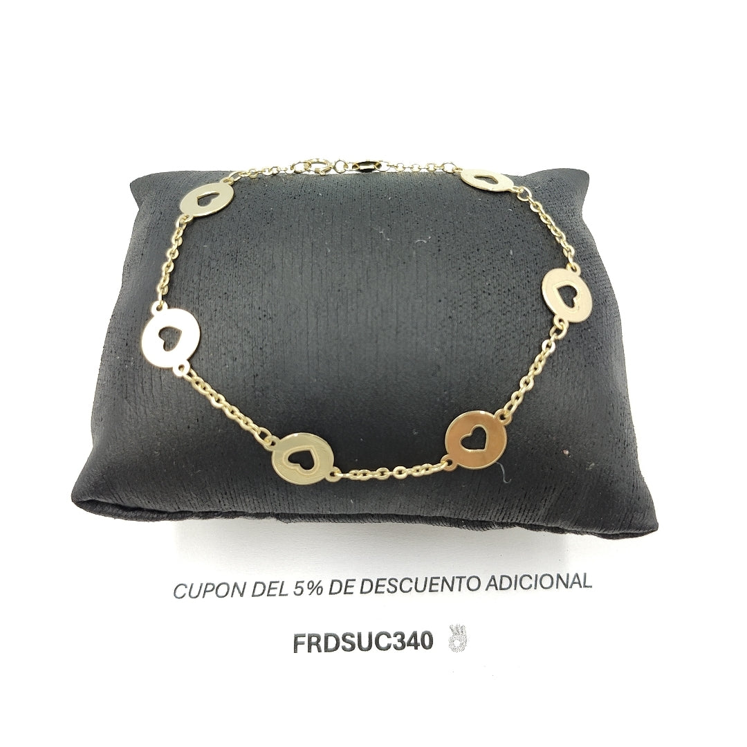 PULSERA TEJIDO CORAZON 14K 18 CM 2.4 GR PLL 24 (NUEVO)
