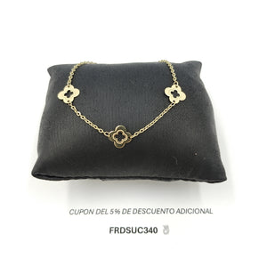 PULSERA TEJIDO ESPECIAL CON FLORES 14K 18 CM 1.6 GR PLL 32 (NUEVO)
