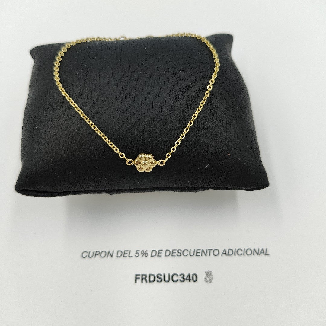 PULSERA TEJIDO ESPECIAL C FLOR 14K 18 CM 1.4 GR PTR45 (NUEVO)