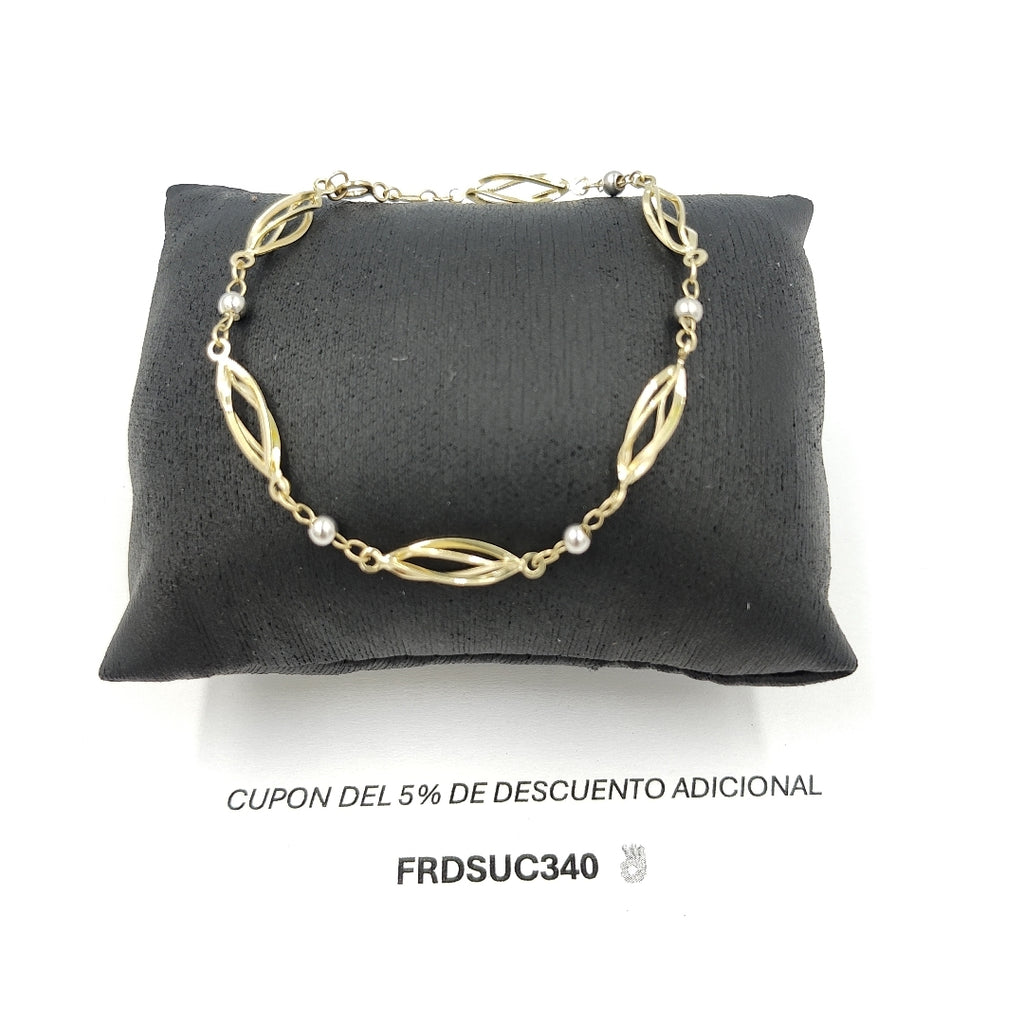 PULSERA TEJIDO ESPECIAL COMBINADO 14K 18 CM 2.6 GR PTR 50 (NUEVO)