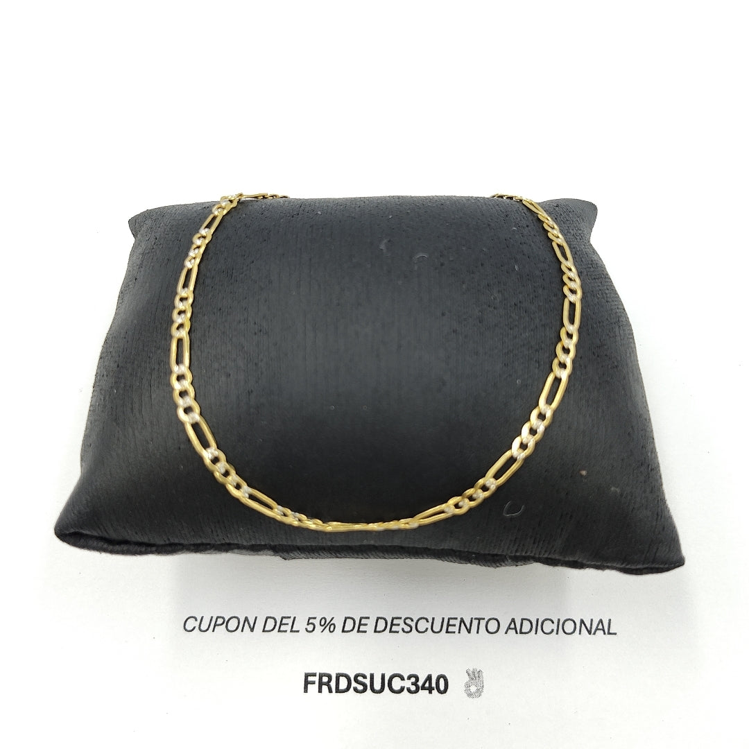 PULSERA TEJIDO 3X1 DIAMANTADA 14K 21CM 2.1GR FPR060 (NUEVO)
