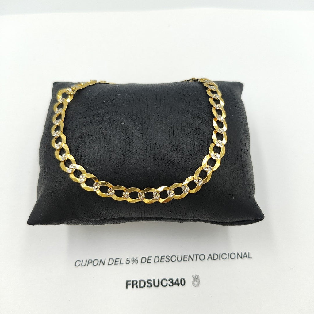 PULSERA TEJIDO BARBADA DIAMANTADA 14K 21CM 6.4GR CPR120 (NUEVO)