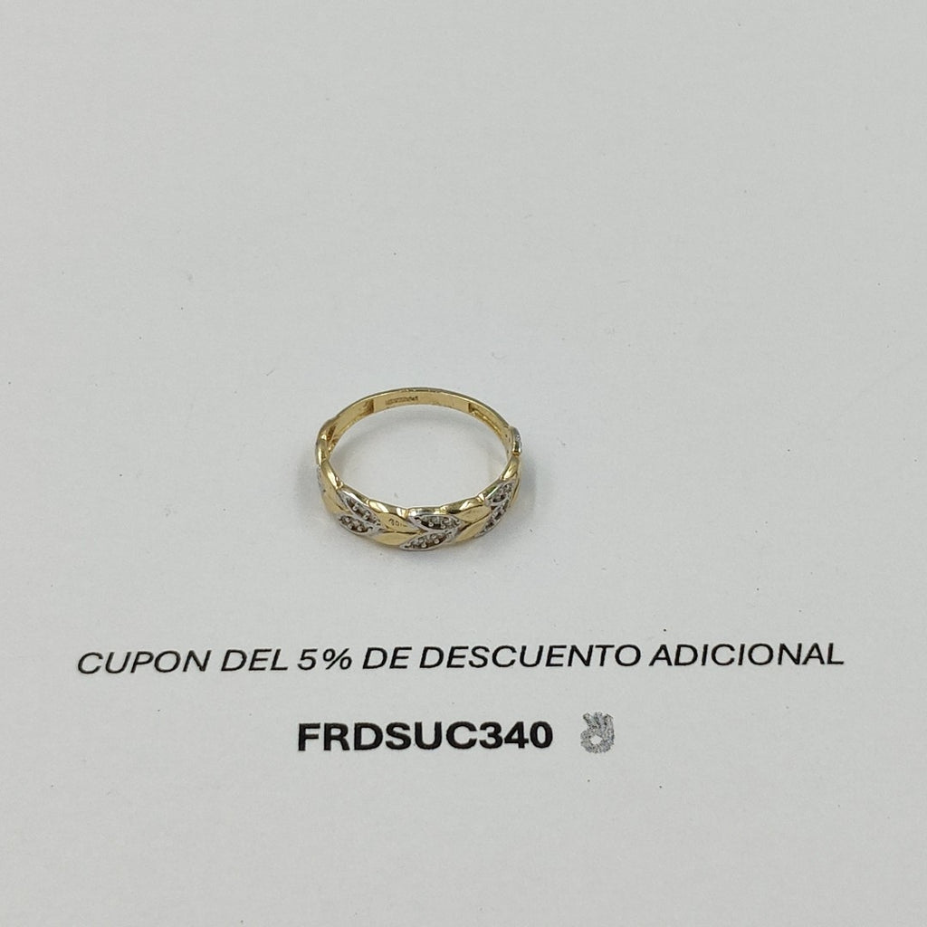 ANILLO TRENZA PIEDRA Y METAL 14K 8 TALLA 1.9 GR ADR 14 (NUEVO)