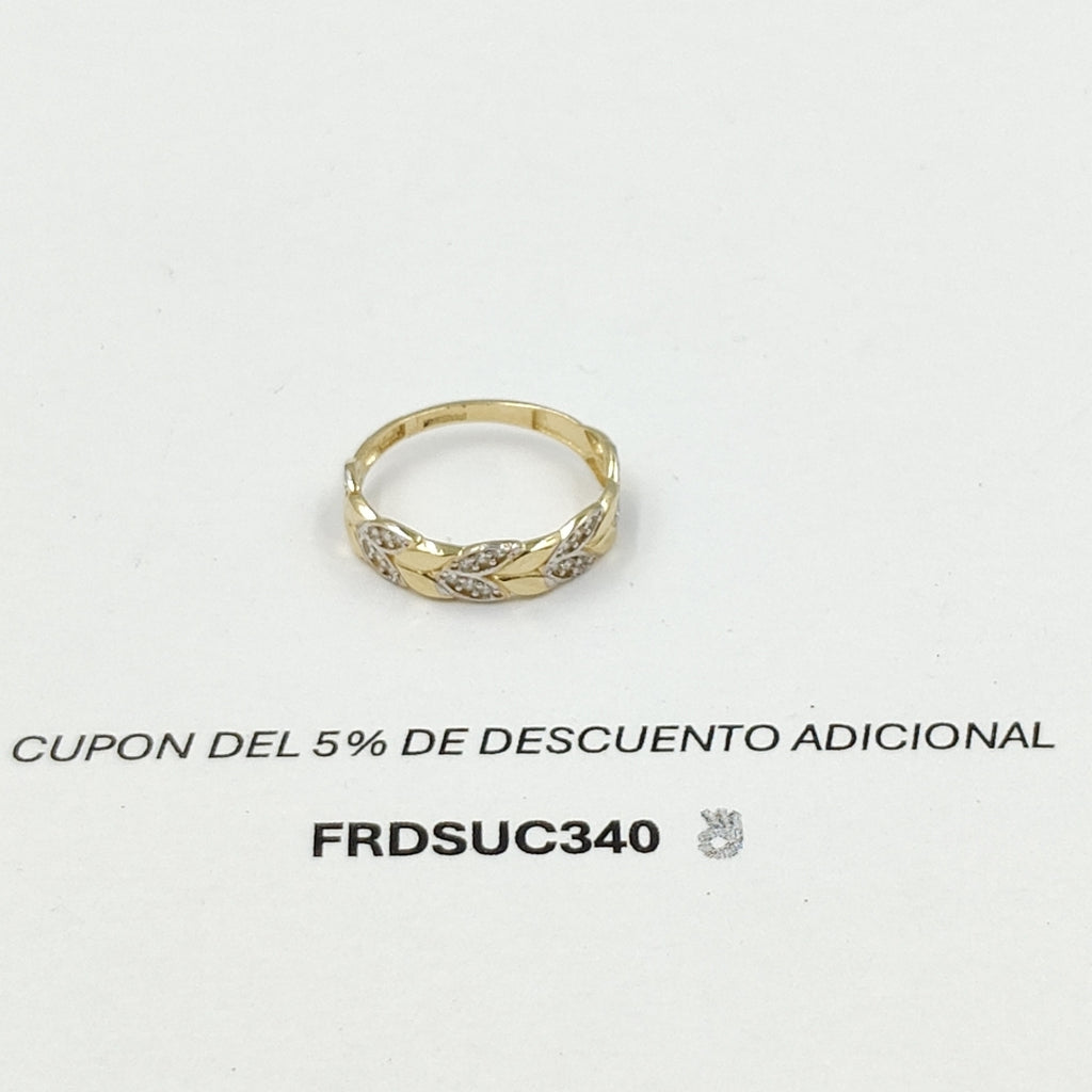 ANILLO TRENZA PIEDRA Y METAL 14K 8.5 TALLA 1.8 GR ADR 14 (NUEVO)