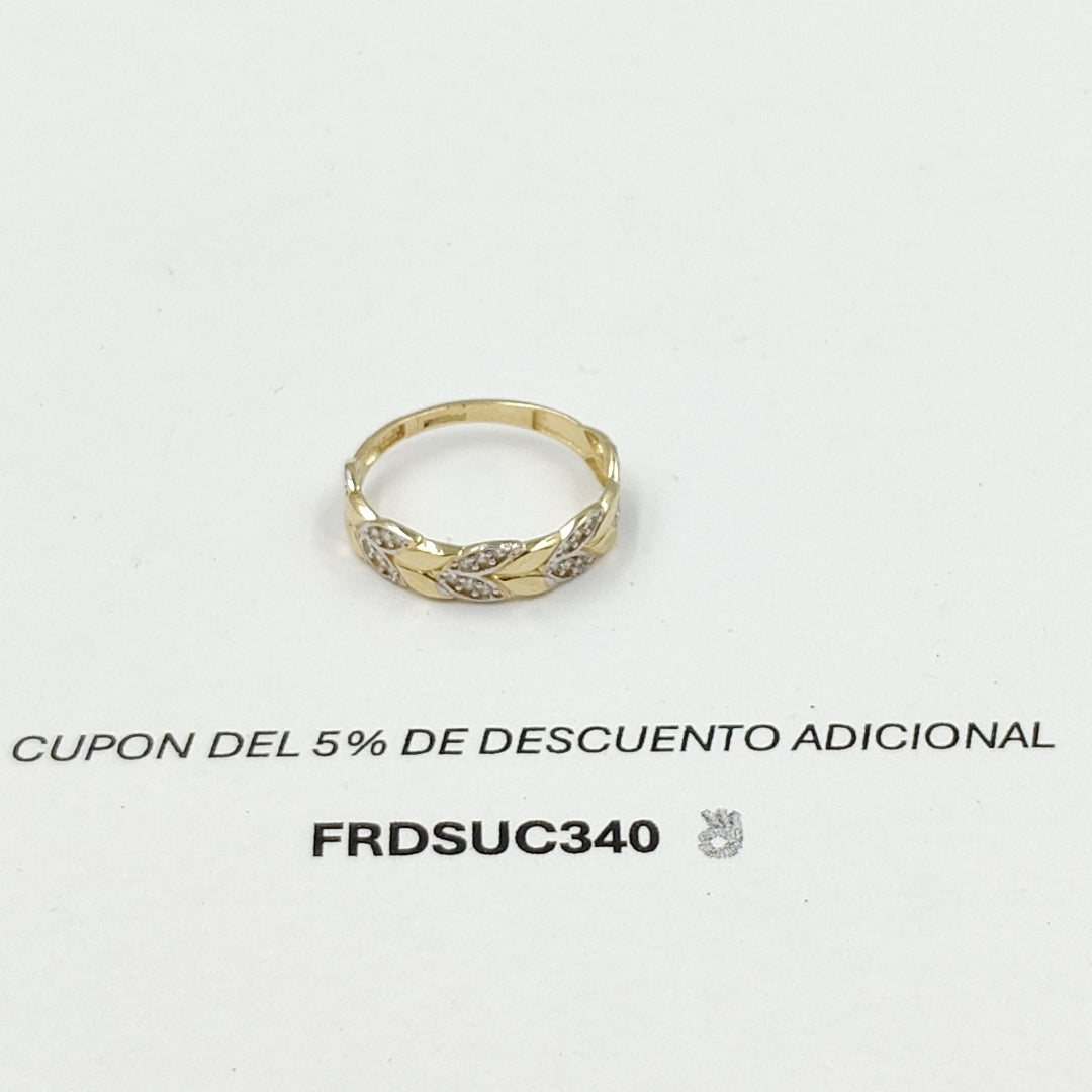 ANILLO TRENZA PIEDRA Y METAL 14K 8.5 TALLA 1.8 GR ADR 14 (NUEVO)