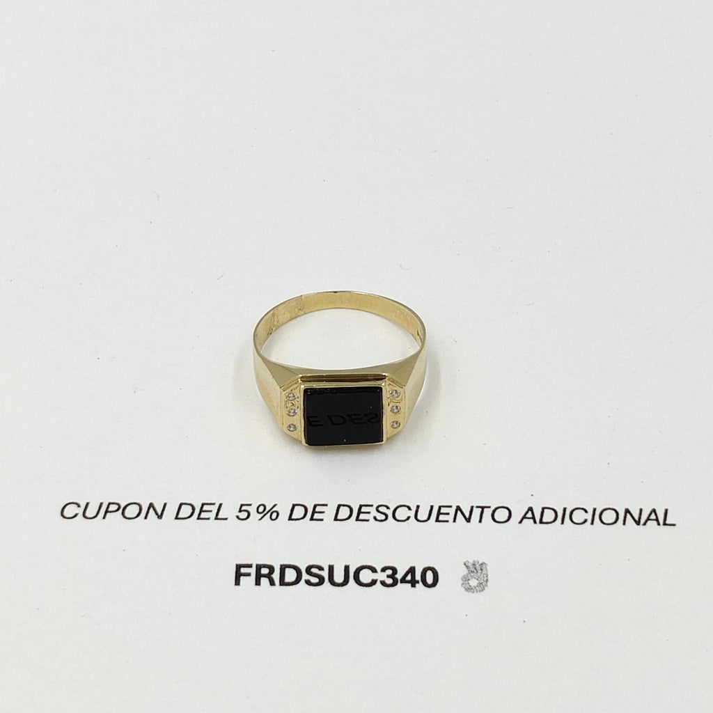 ANILLO CON ONIX Y CIRCONIAS 14K 12 TALLA 3.5 GR ACB 26 (NUEVO)