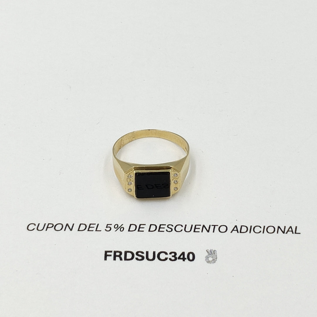 ANILLO CON ONIX Y CIRCONIAS 14K 12 TALLA 3.5 GR ACB 26 (NUEVO)