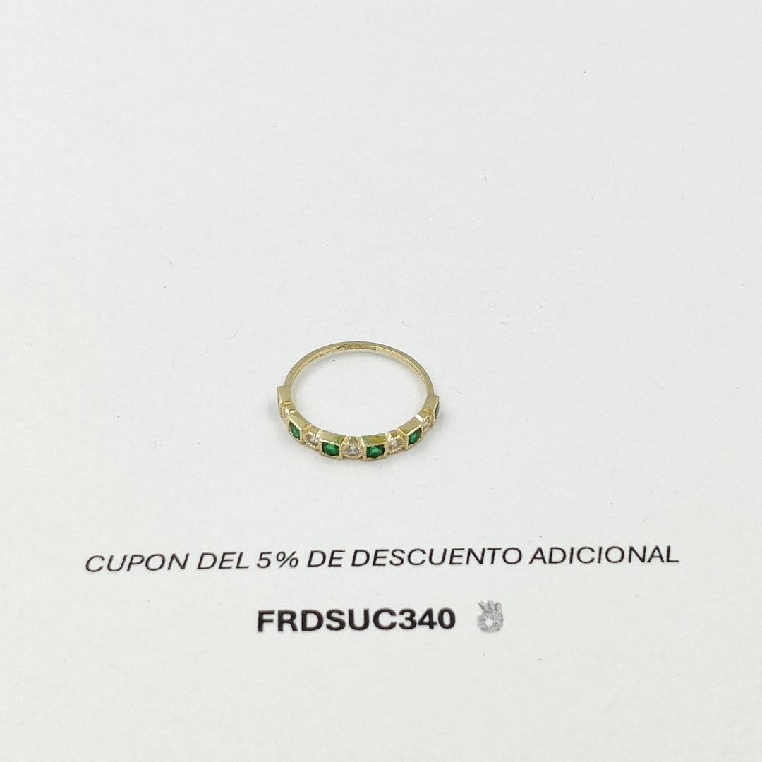 ANILLITO CON CIRCONIAS Y PIEDRAS COLOR VERDE 14K 8 TALLA 1.5 GR ADR 116 (NUEVO)