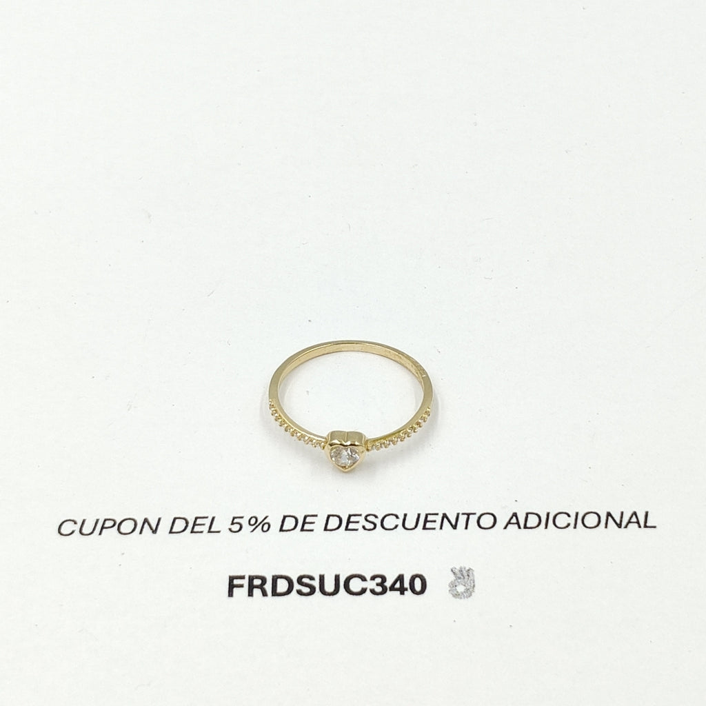 ANILLITO CON CORAZON Y CIRCONIAS 14K 9 TALLA 1.4 GR ADR 124 (NUEVO)
