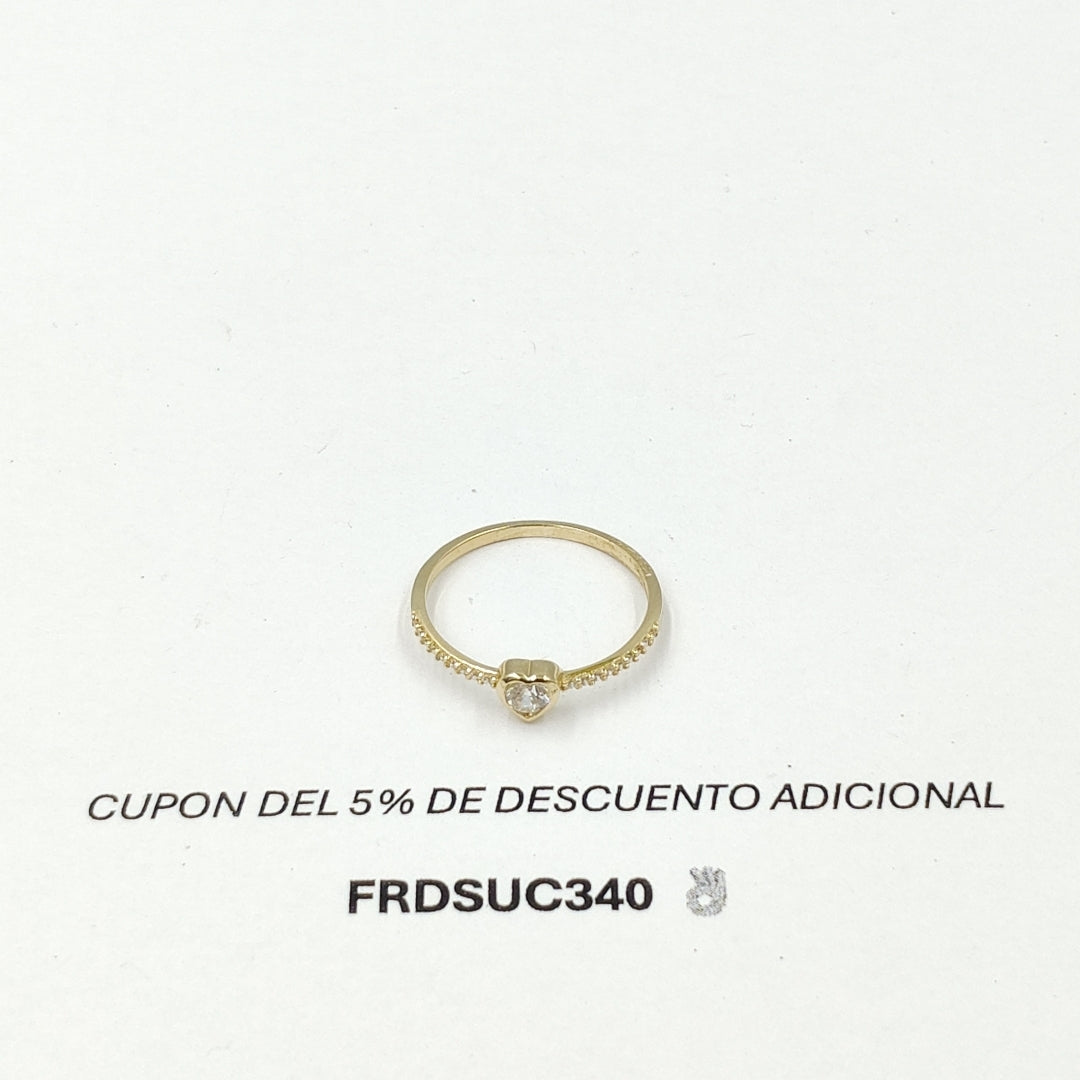 ANILLITO CON CORAZON Y CIRCONIAS 14K 9 TALLA 1.4 GR ADR 124 (NUEVO)