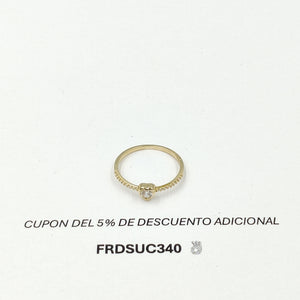ANILLITO CON CORAZON Y CIRCONIAS 14K 9 TALLA 1.4 GR ADR 124 (NUEVO)