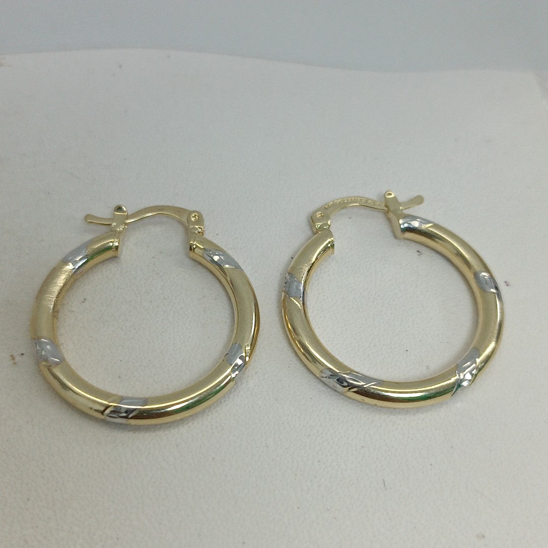 ARETES ARRACADAS MARTILLADA COMB 14K 2.1 GR ET 10 (NUEVO)