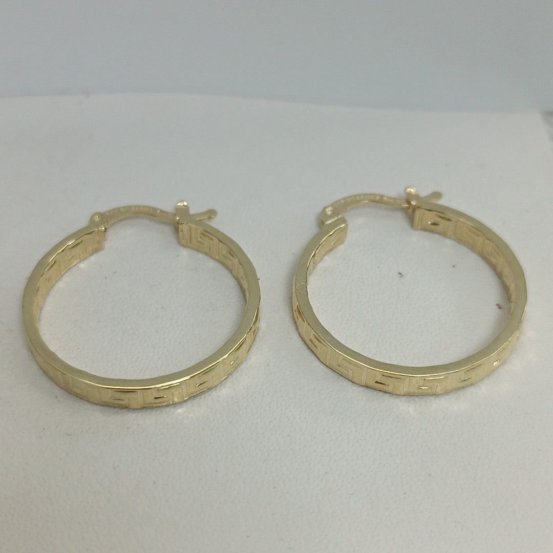 ARETES ARRACADAS CON GRECAS 14K 2.6 GR ETRE 4 (NUEVO)