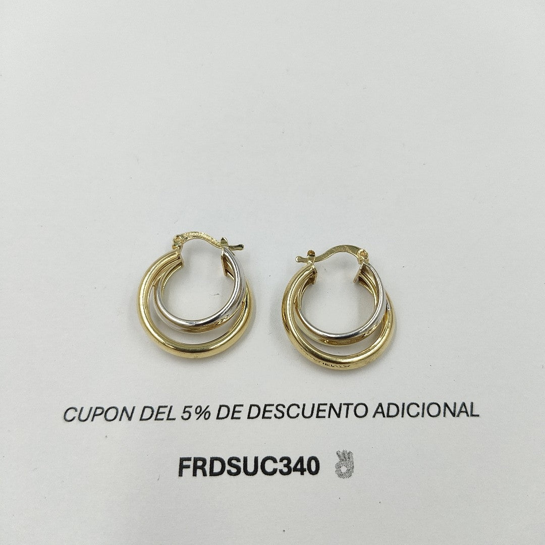 ARETES ARRACADAS DOBLE COMBINADA 14K 4 GR 02008FO (NUEVO)