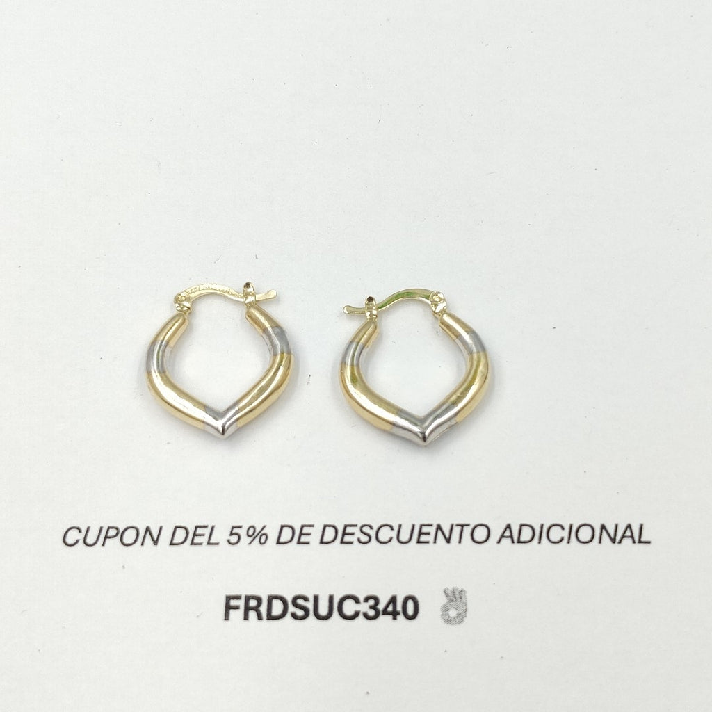 ARETES ARRACADAS CON DISEÑO COMBINADA 14K 2 GR AC 45 (NUEVO)