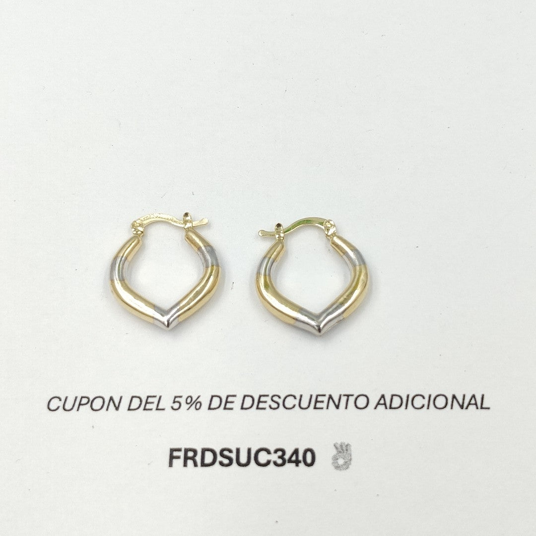 ARETES ARRACADAS CON DISEÑO COMBINADA 14K 2 GR AC 45 (NUEVO)