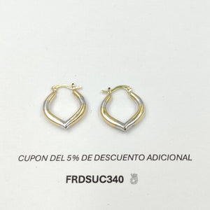 ARETES ARRACADAS CON DISEÑO COMBINADA 14K 2 GR AC 45 (NUEVO)