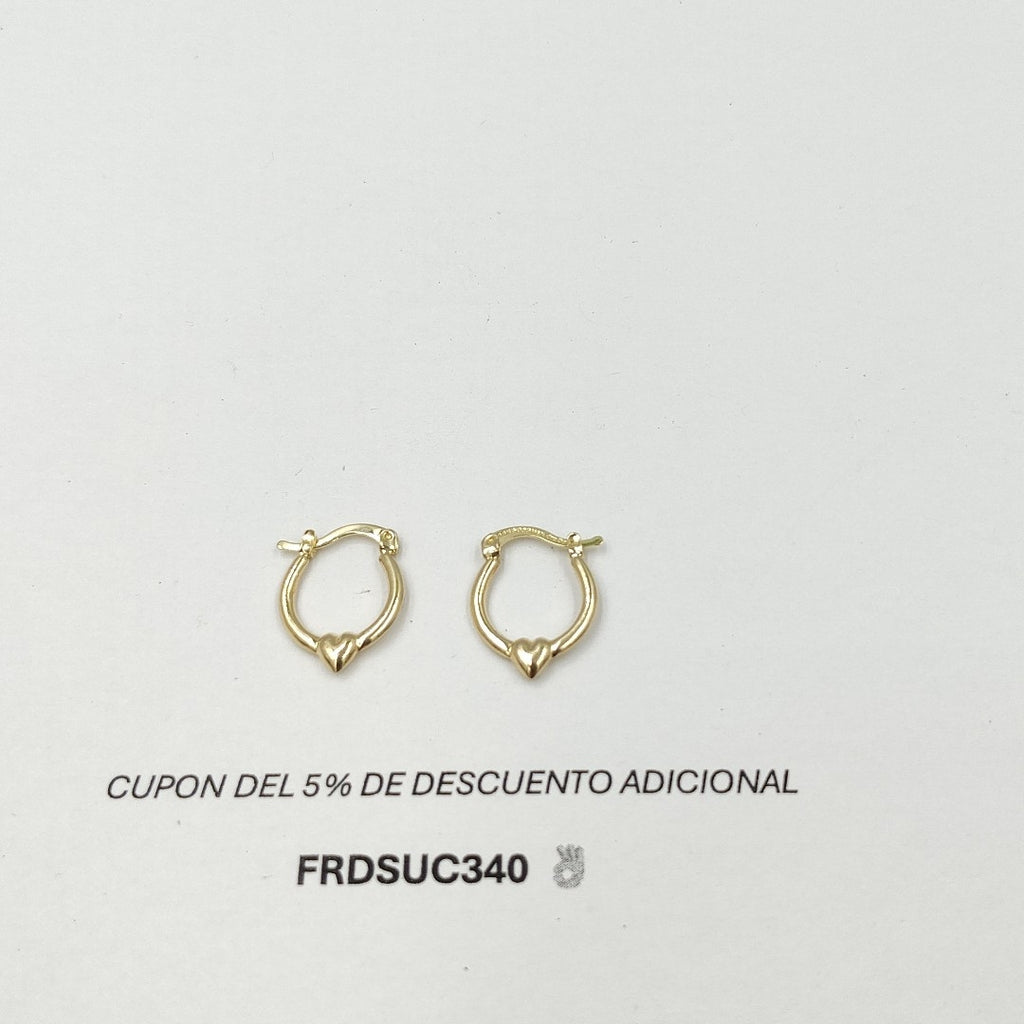 ARETES ARRACADAS FIG CORAZON 14K 1.1 GR AC 61 (NUEVO)