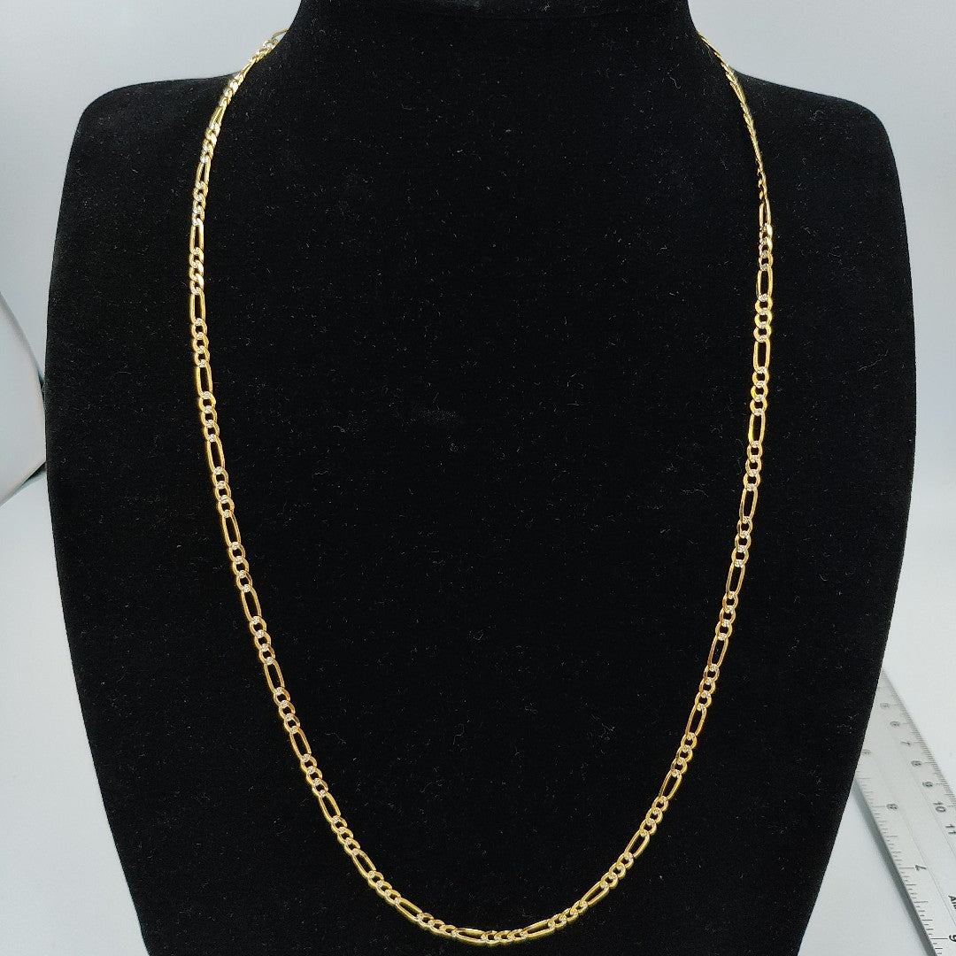 CADENA TEJIDO 3X1 DIAMANTADA 14K 60CM 9GR FPR08060 (NUEVO)