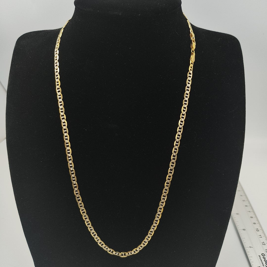 CADENA TEJIDO GUCHI DIAMANTADA 14K 55CM 12.7GR MPR060 (NUEVO)