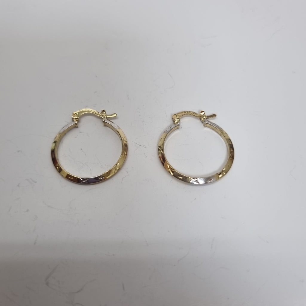 ARETES TEJIDO ARRACADAS BISELADAS COMBINADAS 14K 1.4 GR (NUEVO)