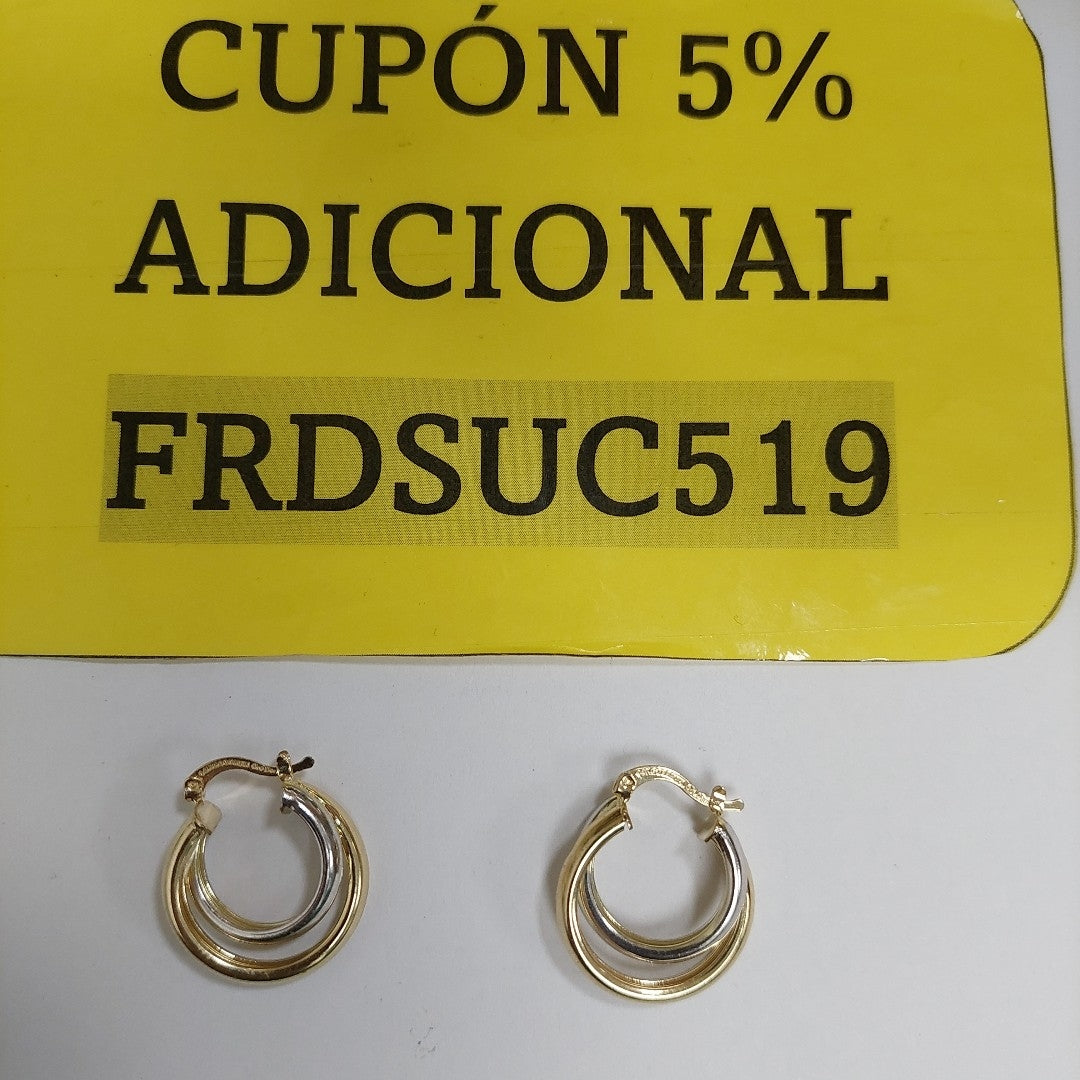 ARETES ARRACADAS DOBLE COMBINADA 14K 3.9 GR 02008FO (NUEVO)