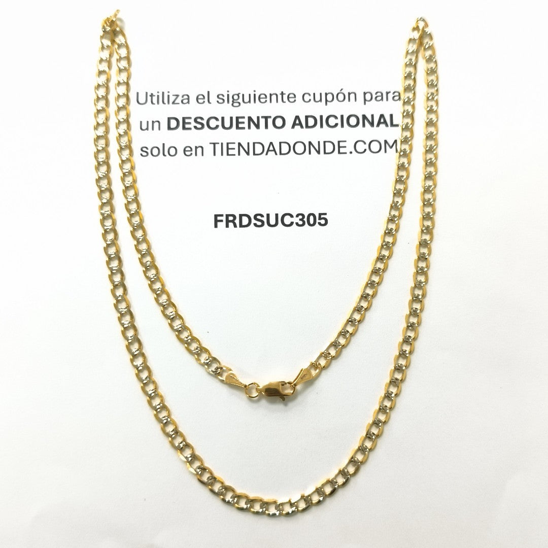 CADENA TEJIDO BARBADA DIAMANTADA 14K 55CM 11.9GR BPR100 (NUEVO)