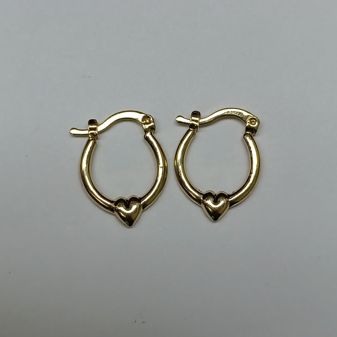 ARETES ARRACADAS FIG CORAZON 14K 1.1 GR AC 61 (NUEVO)