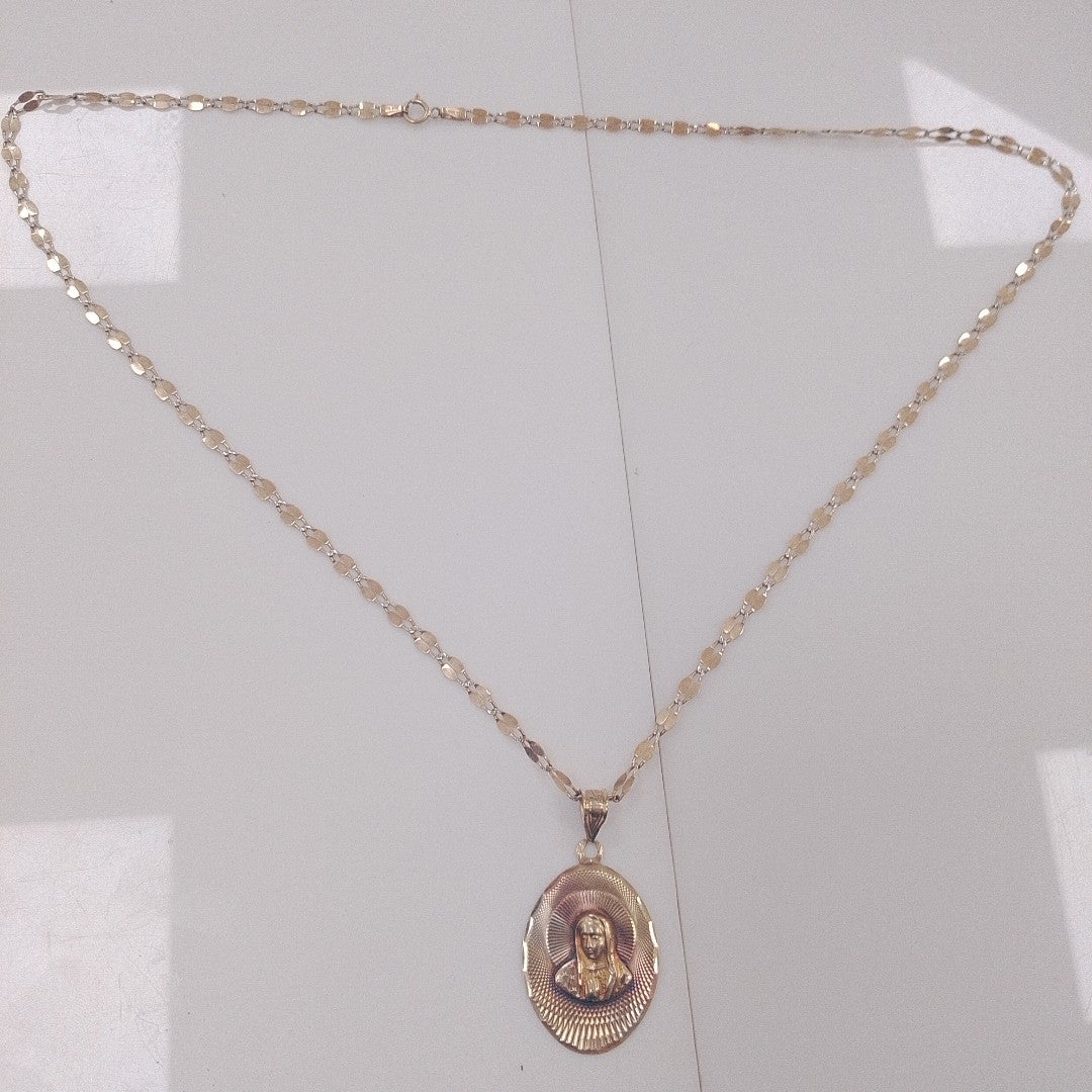 CADENA, MEDALLA RELIGIOSA ORO 10 K 6 GRMS (SEMINUEVO)