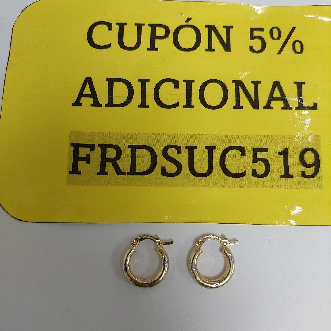 ARETES ARRACADAS MARTILLADA COMB 14K 1.3 GR ET 10 (NUEVO)