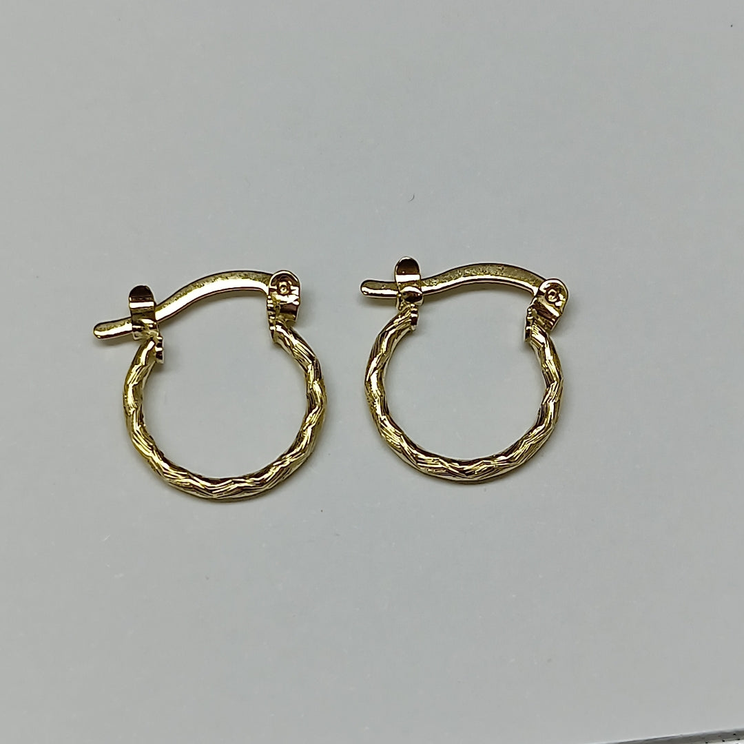 ARETES TEJIDO ARRACADAS FACETADAS 14K 1 GR (NUEVO)