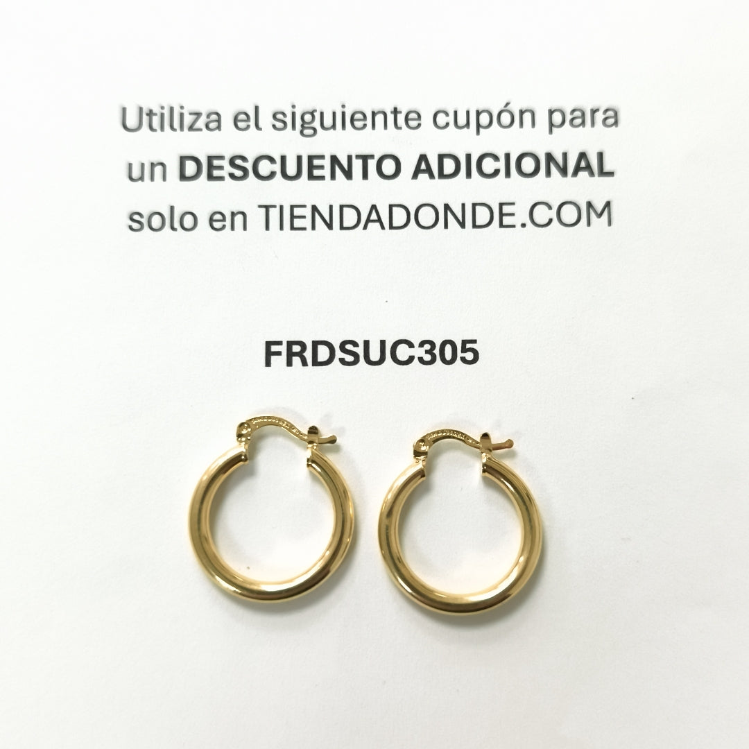 ARETES TEJIDO ARRACADAS LISAS 14K 1.9 GR (NUEVO)