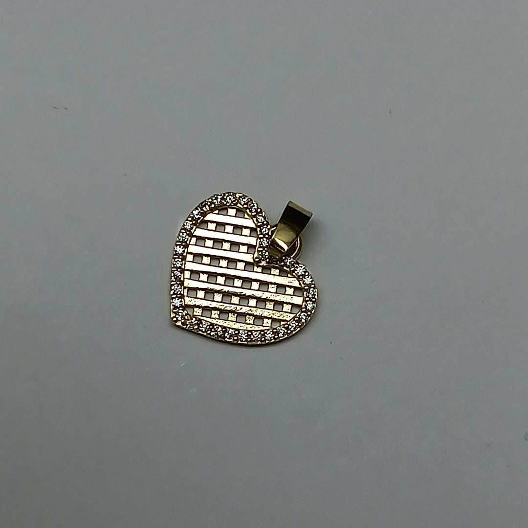 DIJE CORAZON CON CIRCONIAS 14K 1.1 GR DCR 04 (NUEVO)