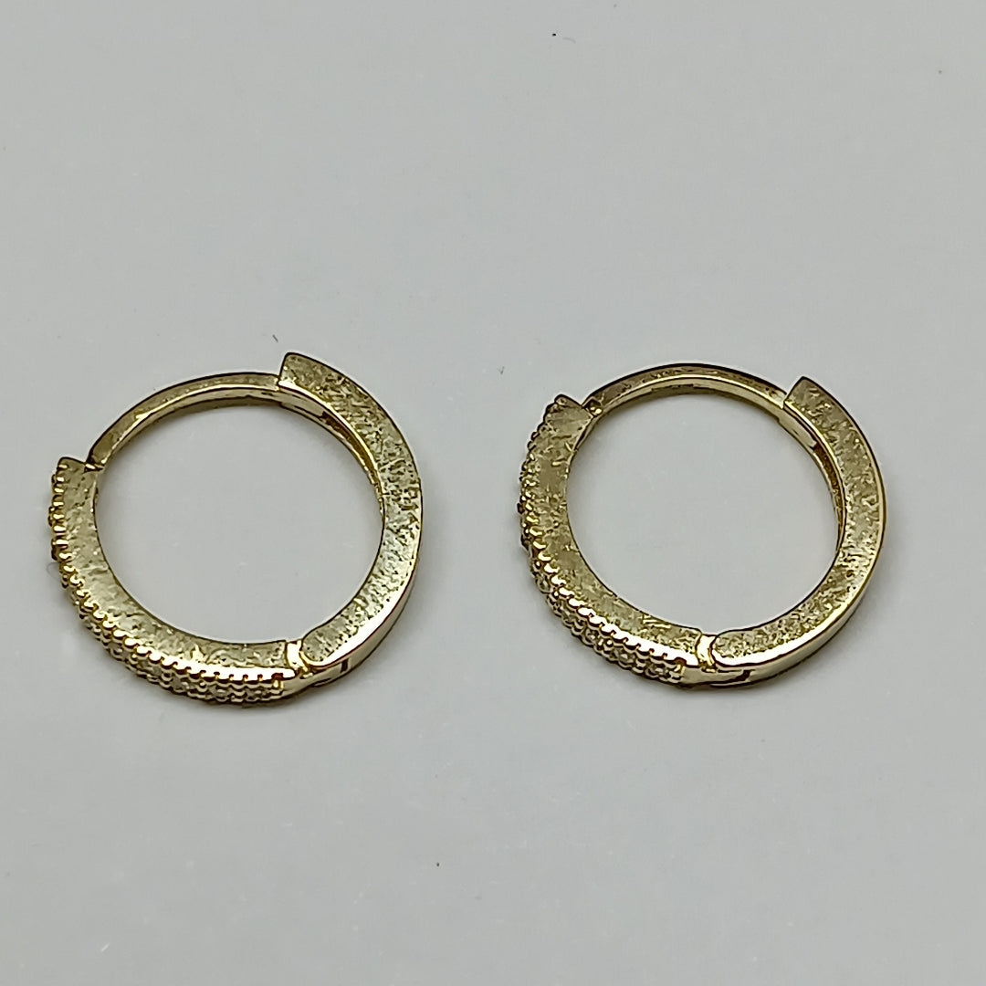 ARETES HUGGIES CON CIRCONIAS 14K 2.2 GR H 0040 (NUEVO)