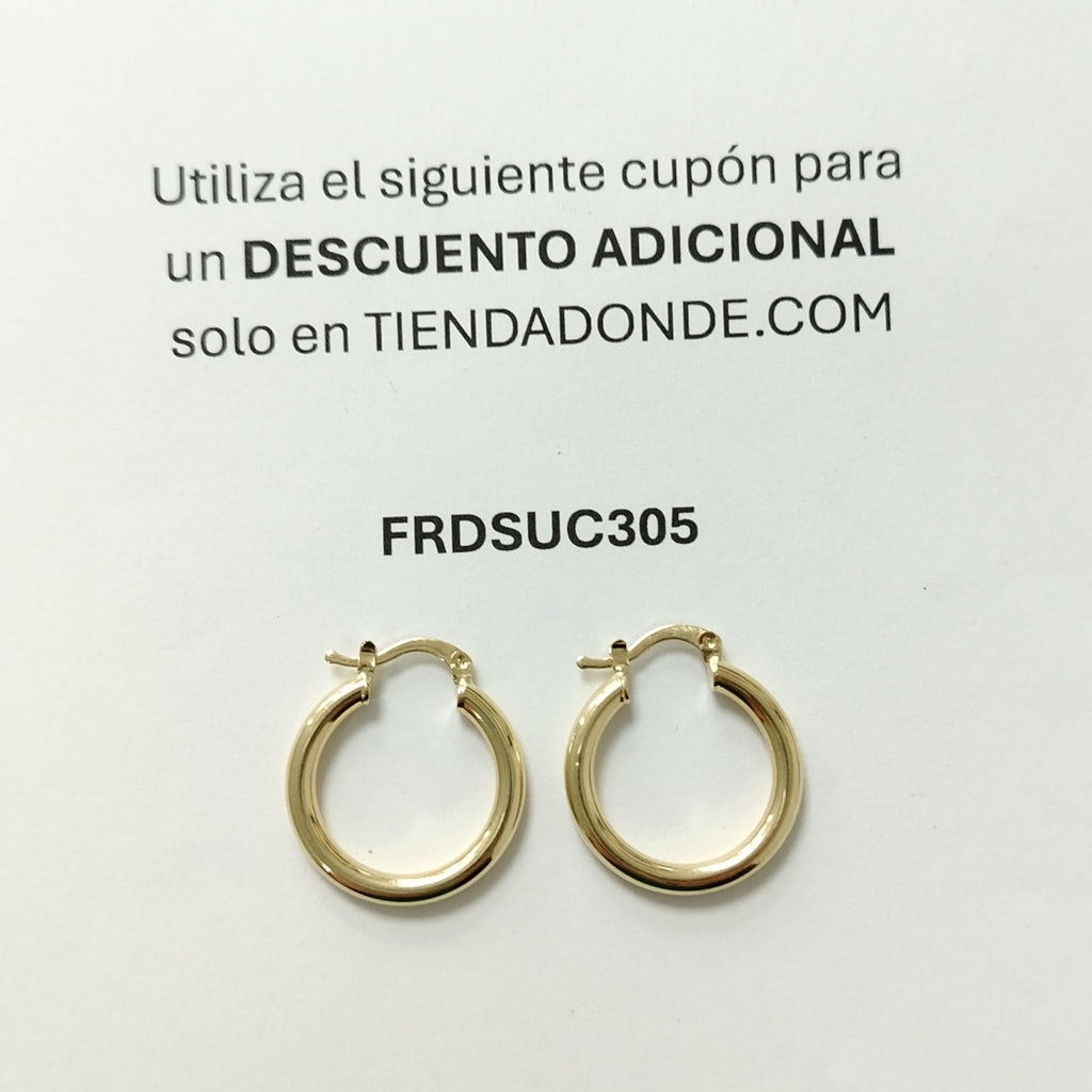 ARETES TEJIDO ARRACADAS LISAS 14K 1.9 GR (NUEVO)