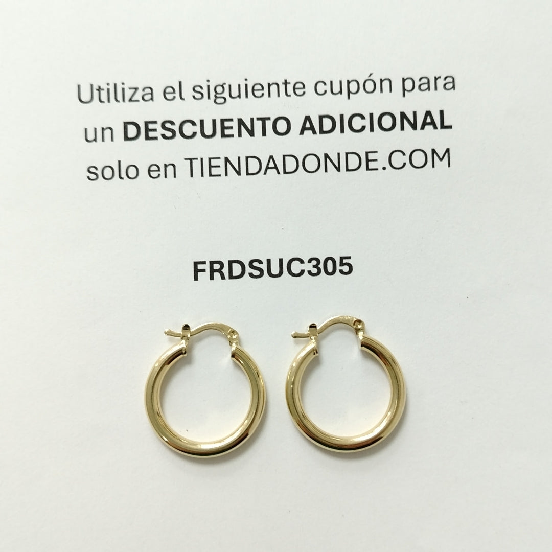 ARETES TEJIDO ARRACADAS LISAS 14K 1.9 GR (NUEVO)