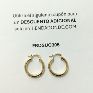 ARETES TEJIDO ARRACADAS LISAS 14K 1.9 GR (NUEVO)